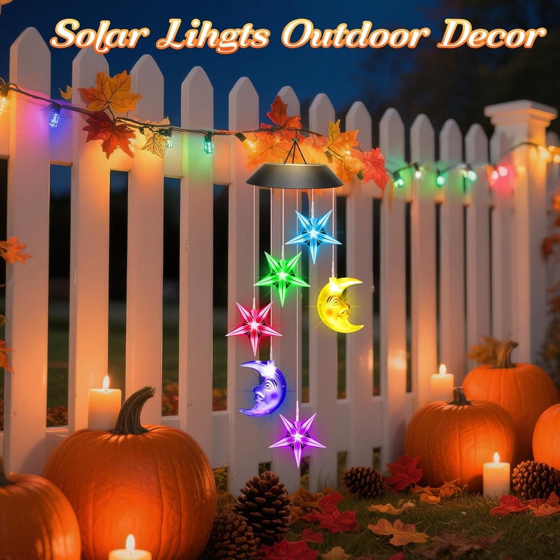 Winzwon Birthday Gifts for Women Mom Grandma Her Wife, Solar Lights Outdoor Wind Chimes for Outside Garden Yard Patio Porch Deck Hanging Decor, Moon and Star Gifts for Mothers Day - Image 3